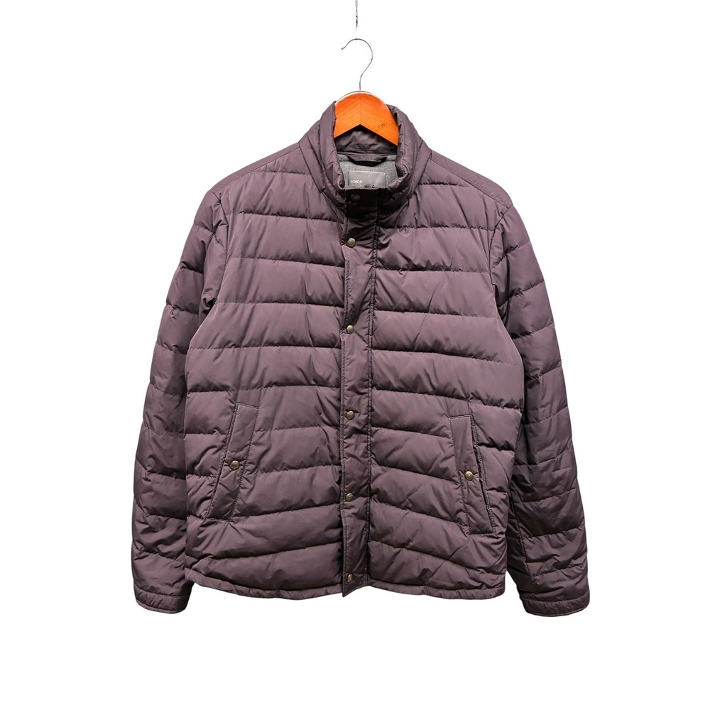 Vince Men's M Quilted Down Puffer Jacket Snap Front Stand Collar Casual Coat